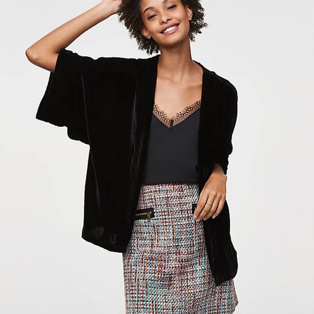 Loft Black  VELVET KIMONO WRAP
